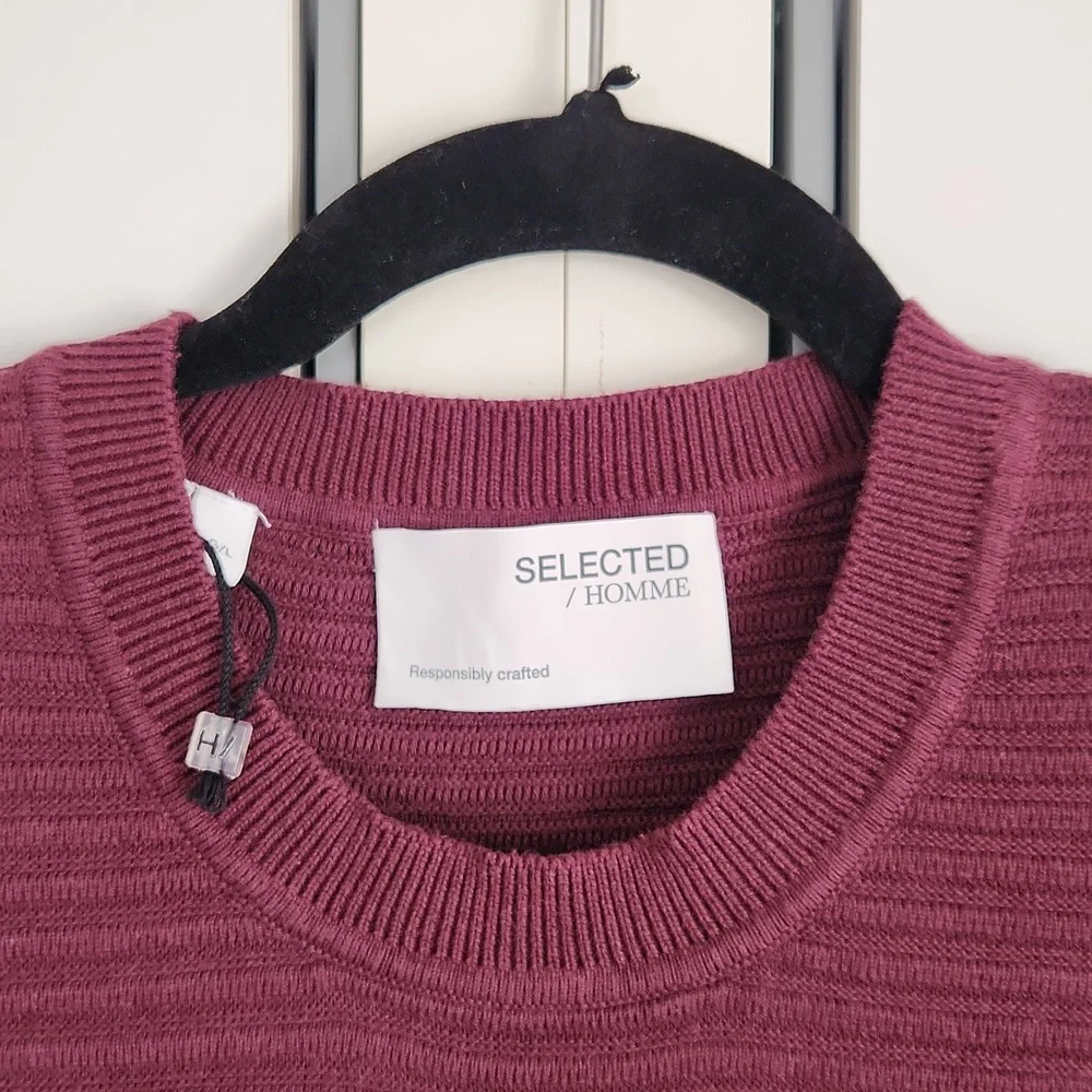 Selected Homme Men “Masei” Knit Crew Neck in Maroon Burgundy color size L